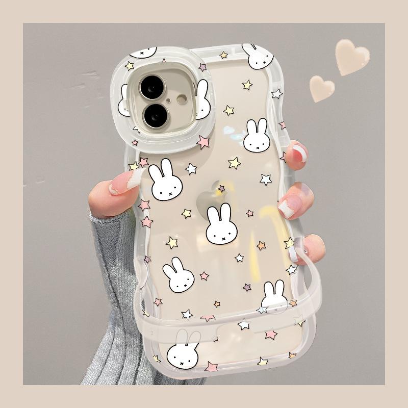 Star Miffy Rabbit Is Suitable for Apple 15promax Mobile Phone Case Iphone17 Transparent 14 Silicone 16 with Bracket Xr