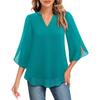 Fashion Loose Casual Summer Chiffon Blouse Women Loose V-neck Shirt Elegant Short Sleeve Solid Color Top Office Ladies Female Basic Women's Clothing
