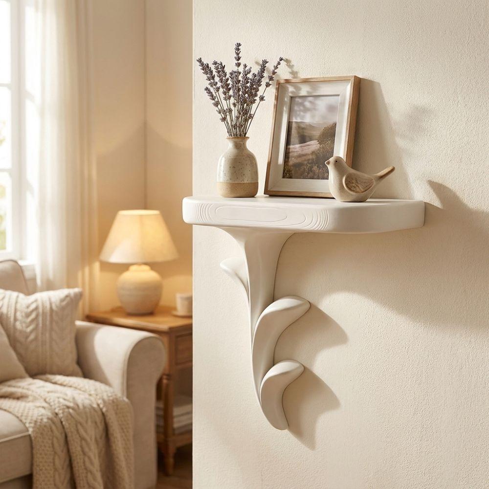 Plastic Sprout-Shaped Floating Wall Shelf Plant Style Decorative Shelf Scene Arrangement