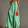 Europäischer Stil Gestreiftes High-End Spaghettiträger Maxikleid Sommer Elegant Urlaub Damenbekleidung