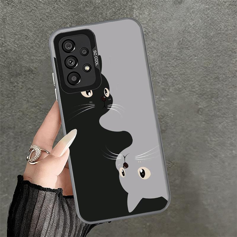 Black Cat Cartoon Cute Shockproof Phone Case for Samsung A17 A16 A15 A14 A37 A57 A36 A56 A26 A35 A55 A25 A34 A54 A24 A13 A23 A33