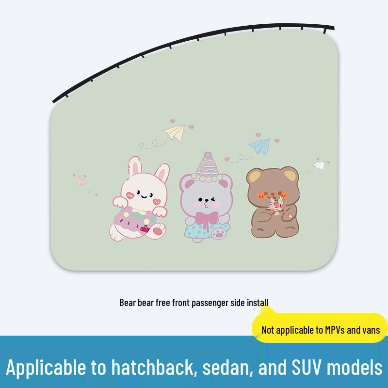 

Cartoon Blackout Car Sunshade Curtain for Side Windows - Heat Insulation & Privacy