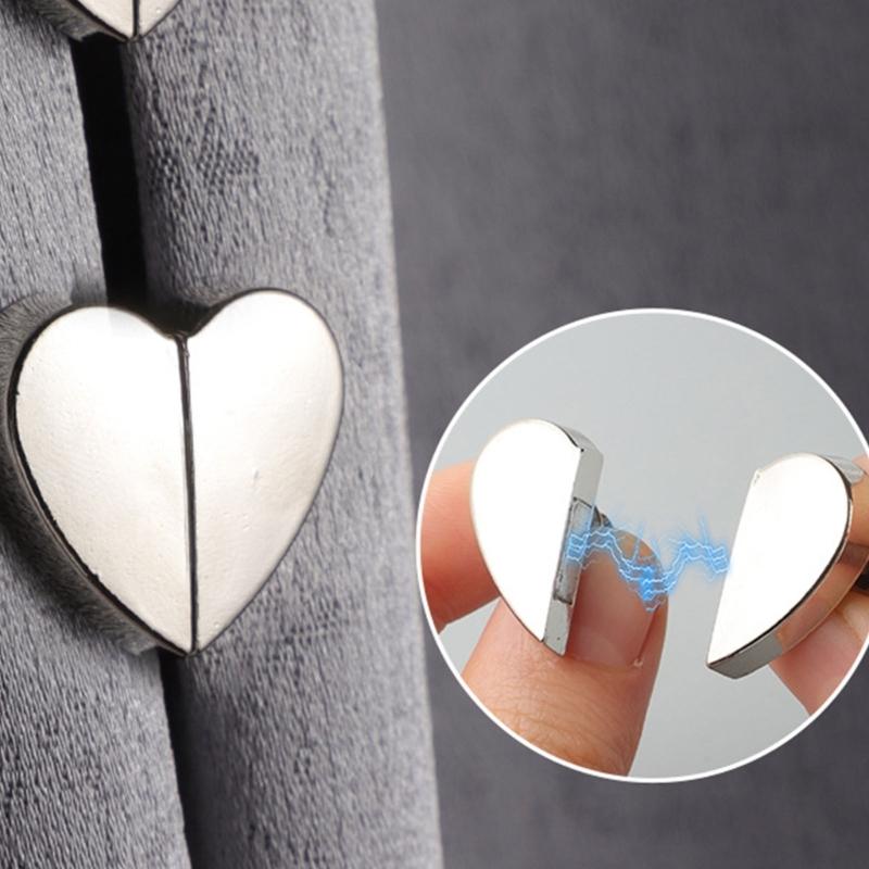 10Pcs Alloy Heart Curtain Clip Magnetic Closures Systems Eliminate Light Leaks Maintain Privacy Home Decoration