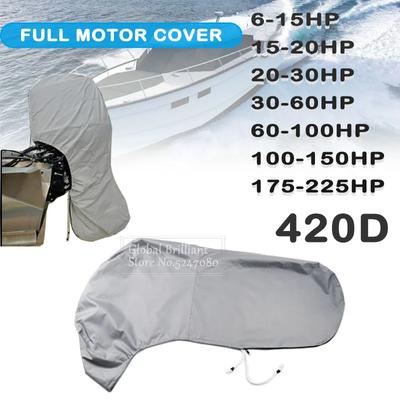 420D Tekne Tam Dıştan Takma Motor Kapağı Ağır Hizmet Gri Motor Motor Kapakları Koruyucu 6-225HP Su Geçirmez