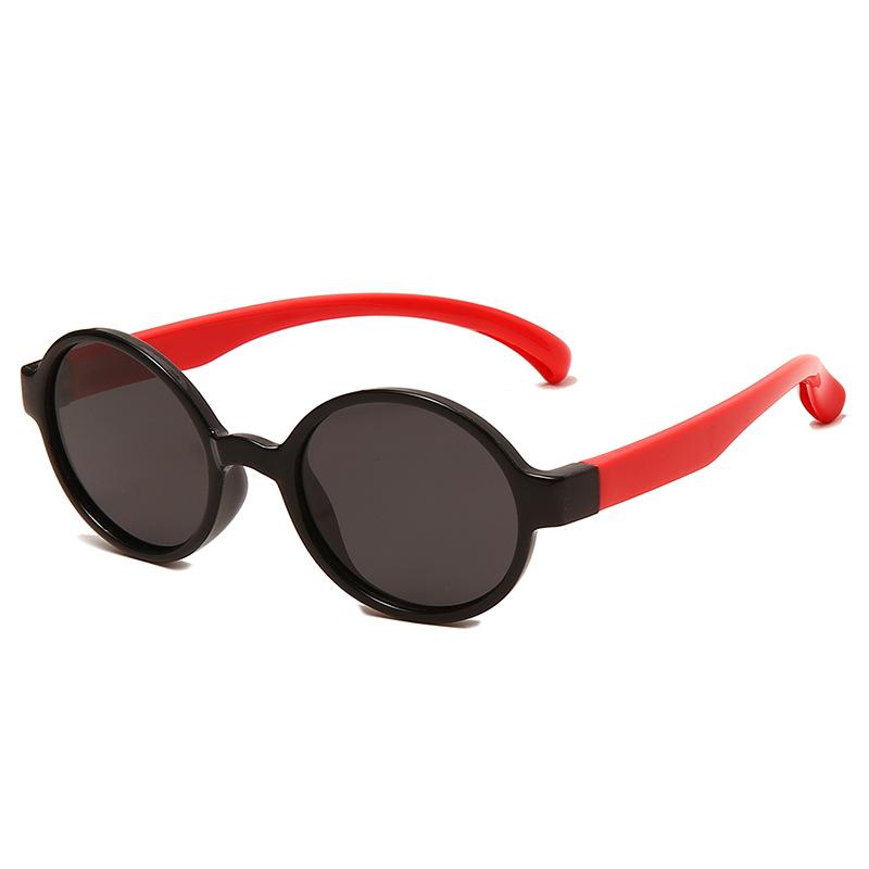 Cute Round Kids' Sunglasses With Color-Blocked Legs, Uv400 Protection, Lightweight Sun-Shading Glasses For Babies S5006