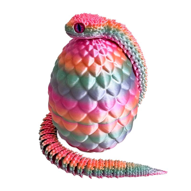 3D Printed Snake Dragon Egg Home Decoration Joint Mobility 30cm Snake Molds Craft Ornament Decompression Toys