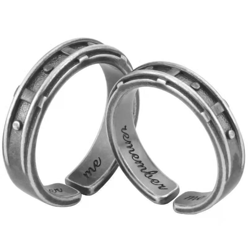 Adjustable Open Ring Set Couples Vintage Geometric Jewelry Gift Long Distance Relationship Adjustable Open Band