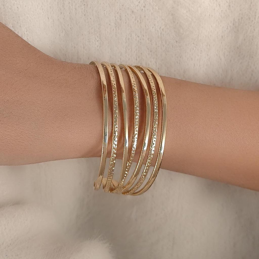 European & American High-End Gold Wire Multi-Layer Bracelet Necklace.