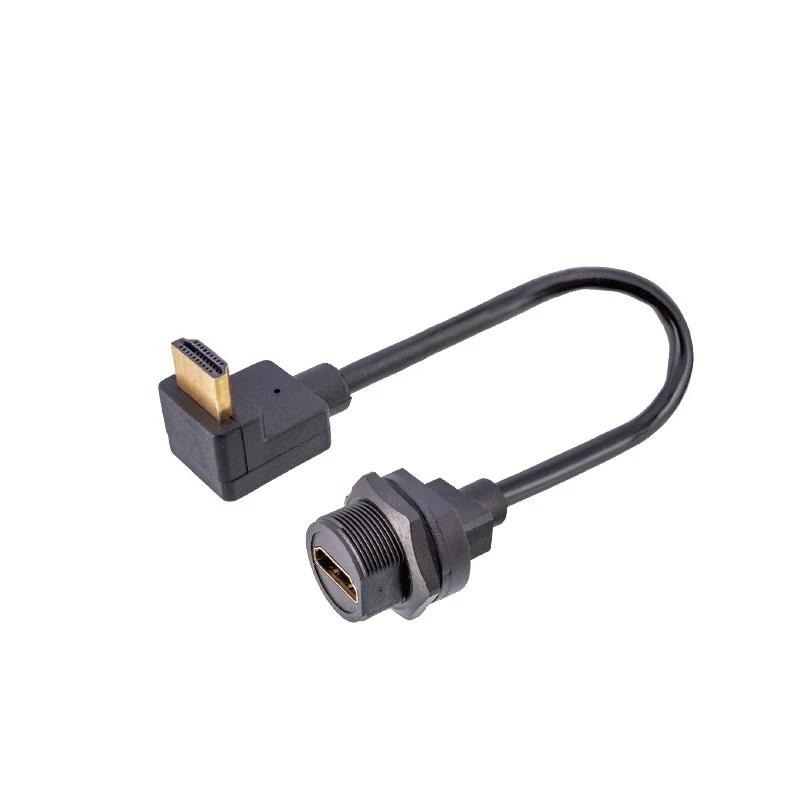 Industrial 0.3M 1M 2M Extension Cable Waterproof HDMI2.0 Connector HdmI-compatible Panel Socket 4K High-definition Data Adapter