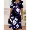 Women's Bohemian Floral 3D Print A-Line Dress with Short Sleeves Vibrant Multicolor Flower Pattern Female Clothing Casual Dress