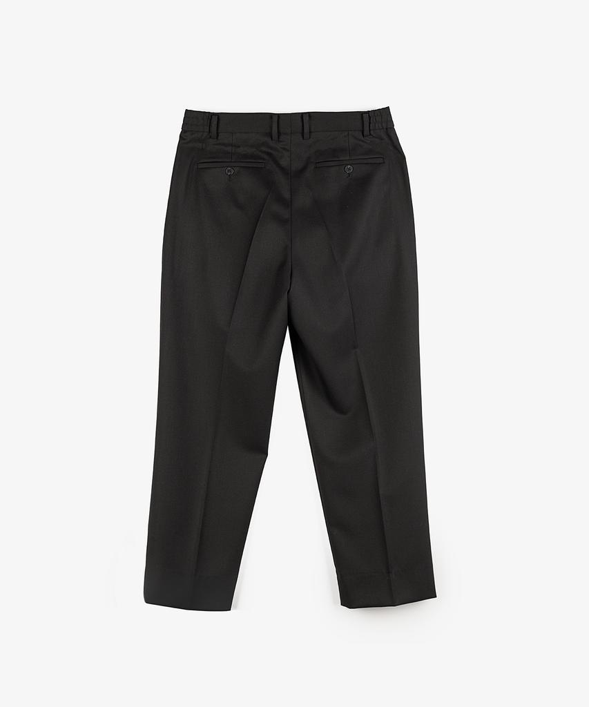 CONNECT KINLOCH Two-Puck Tapered Wool Twill Pants (Black)