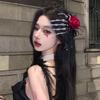 Skeletal Hand Hair Clip - Gothic Rose Claw Accessory - Macabre Halloween Side Pin