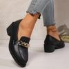 Lucyever Metal Buckle Platform Loafers Women  Plus Size Round Toe Single Shoes Woman Thick Bottom Pu Leather Shoes Mujer