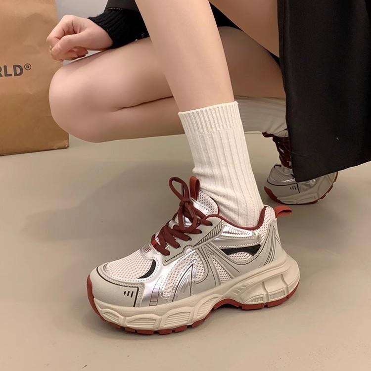 2025 autumn and winter new thick-soled versatile casual shoes women's feet small velvet dad shoes gray sports shoes cotton shoes