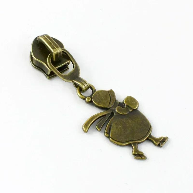 Meetee 5-20 Szt. 5# Suwak do Zamka Błyskawicznego na Zamki Nylonowe Stop Cynku Główka Zamka Dekoracja Brązowy Ciągnik Zamka Błyskawicznego Akcesoria do Szycia Kurtki Płaszcza