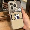 Makeup Mirror Phone Case For IPhone 17 17E 16E 17 Air 16 15 14 13 12 11 ProMax Plus Chiffon Texture Back Cover Creative Cat Dog