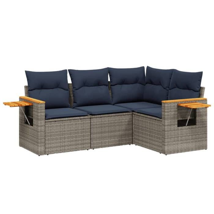 VidaXL Garden Lounge Set with Cushions 4 Pcs, Patio Sofas, Furniture Set, Outdoor Terrace Furniture, Grey 3226775