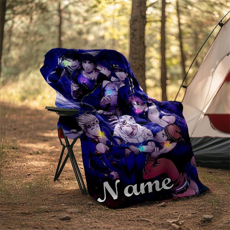 Personalized Custom Name Blanket - JoJo's Bizarre Adventure Print Design,Blanket for Sofa,Bed,Travel,Camping - Soft and Warm, Great Gift