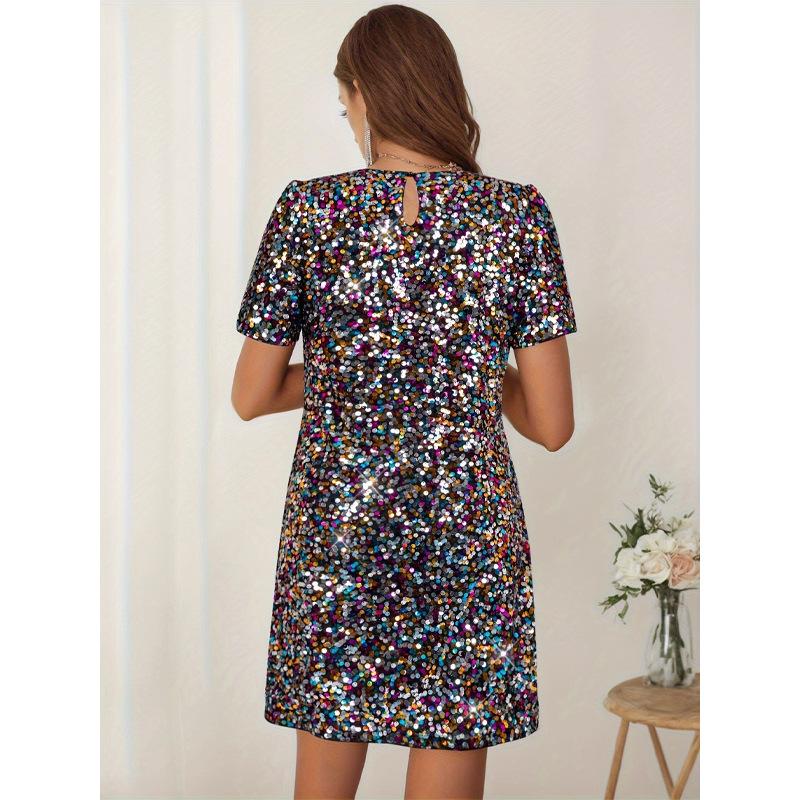 Elegantes europäisches & amerikanisches Damen Pailletten Schlankheits-Partykleid - Funkelnde Sommerabendbekleidung