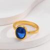 Attractive Gold Color Inlaid with Blue Stone Round Rings Gorgeous  Party Engagement Wedding Rings for Women Jewelry