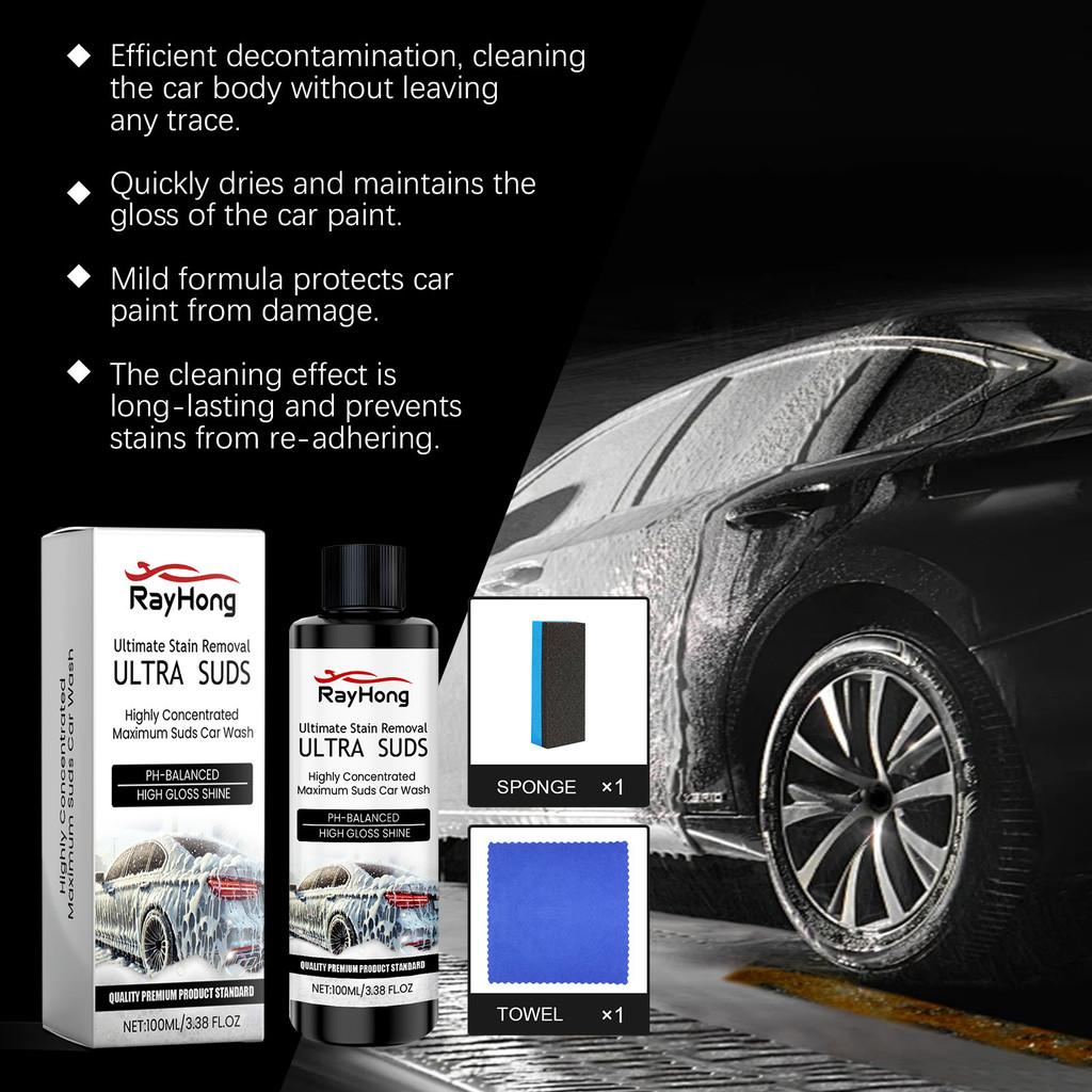 Rayhong Car Wash Foam Cleaner With Powerful Stain Removal For Home Use 100ml Sponge And Towel Included