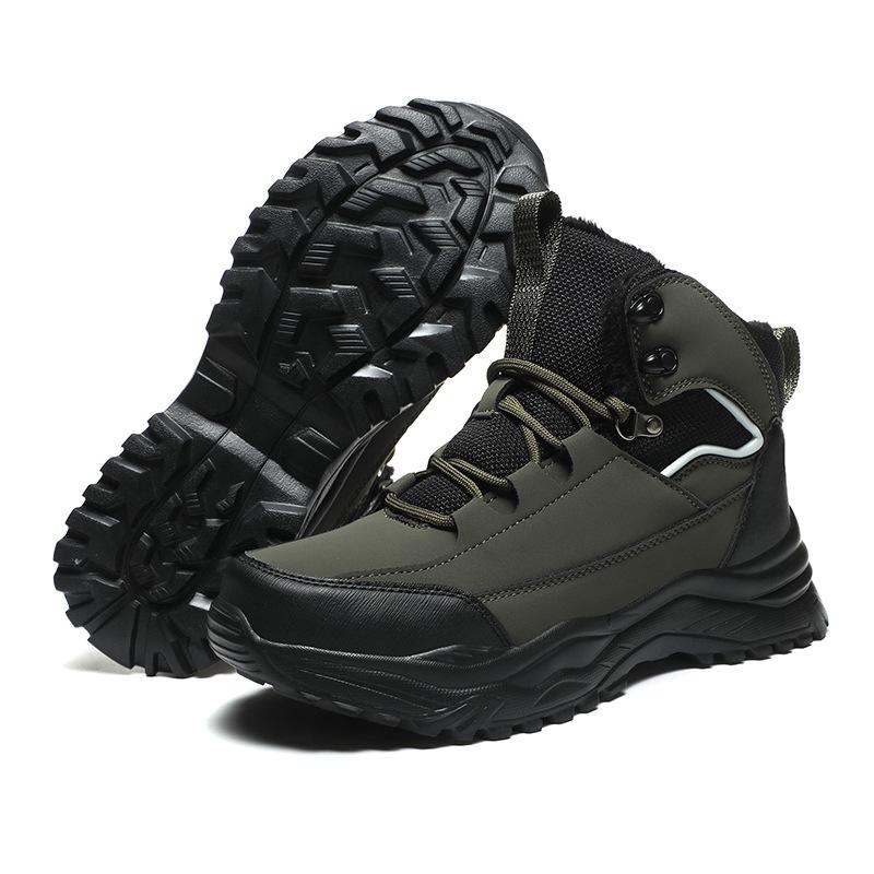 

Hiking shoes men s high-top men s outdoor shoes fleece warm winter sports training men s shoes climbing 48 армия зеленый