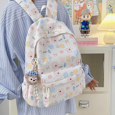 New Girl Cute Backpack Large Capacity Versatile Backpack Printed College Student Campus Style Backpack Sweet Backpack