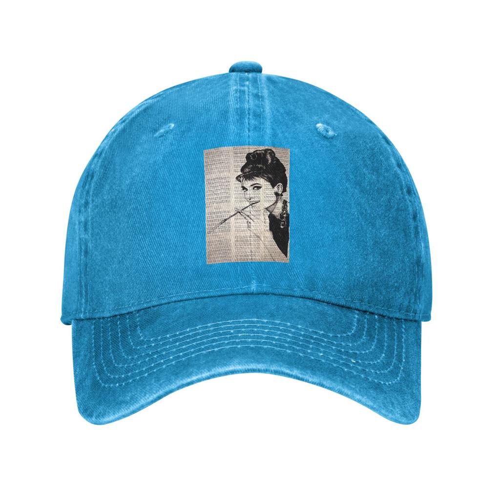 Audrey Hepburn Denim Fabric Cap Casual Baseball Caps Adjustable Hat Summer Unisex Baseball Hats