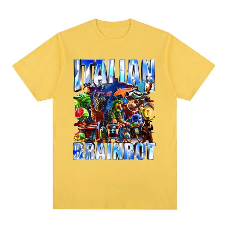 Italian Brainrot Tralalero Tralala Tung Tung Tung Sahur Bombardiro Crocodilo Funny Meme Graphic T-shirt Children  Fashion Tshirt