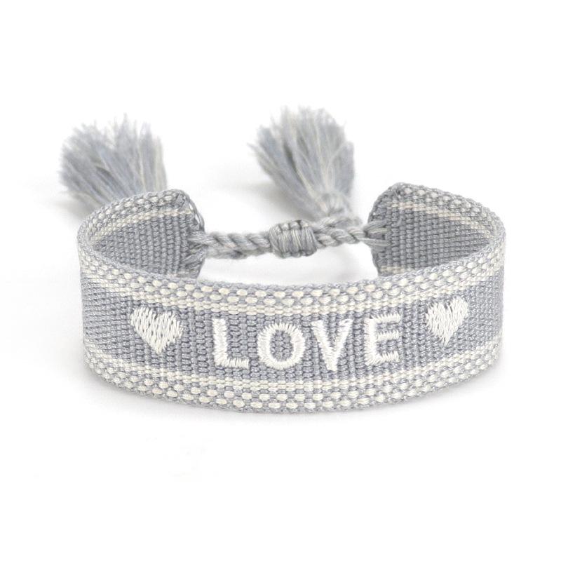 European & American Cross-border Embroidery Bracelet | Handmade Tassel & Letter Logo