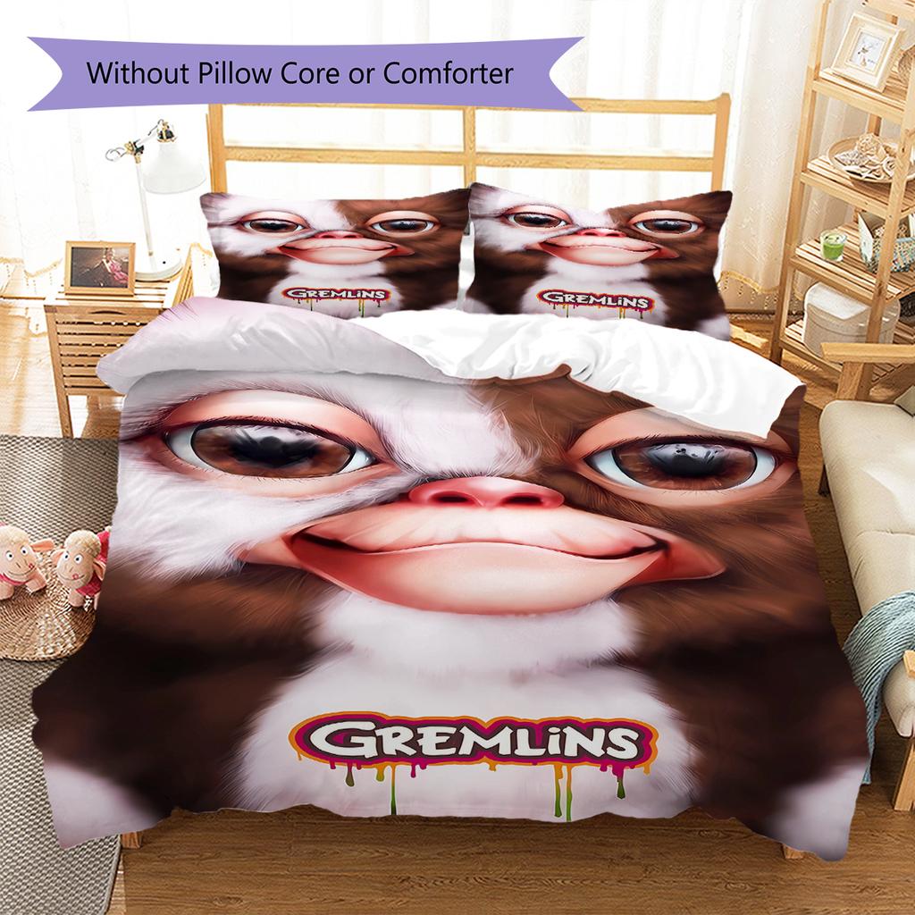 Gremlins Pattern Bedding,Quilt Set Quilt Cover Pillowcase Home Birthday Gift (1 * duvet cover + 2 * pillowcase, without core)