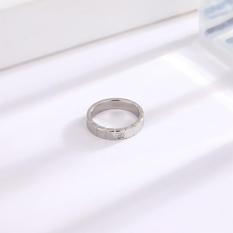 Temperament High-end Wide Version Square Single Titanium Steel Ring Female Couple Ring Same Style Trendy Jewelry