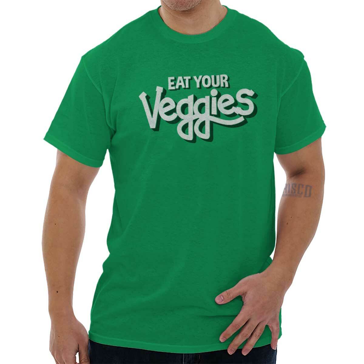 Vegan Vegetarian Saying Eat Your Veggies Womens or Mens Crewneck T Shirt Tee XXXL
