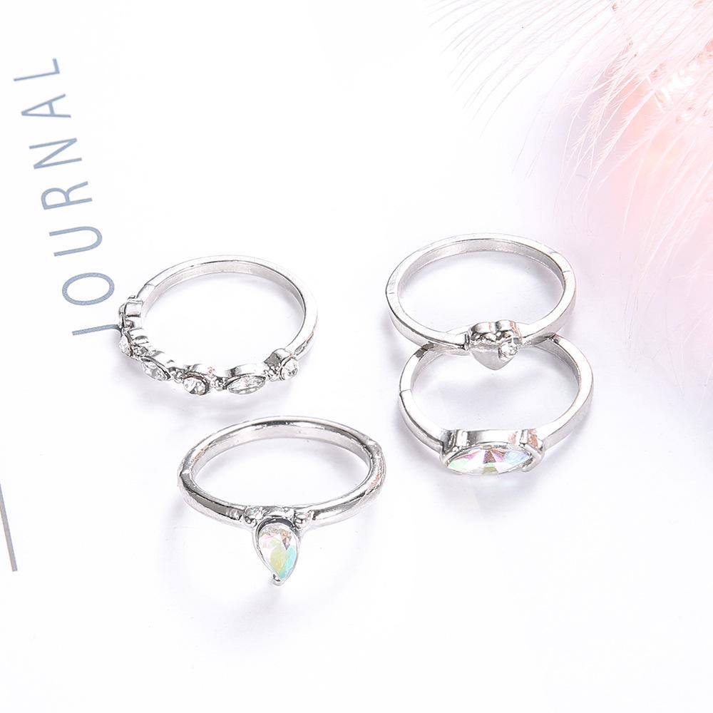 Love Zircon Diamond Joint Ring Combination 4-Piece Ring Set Female