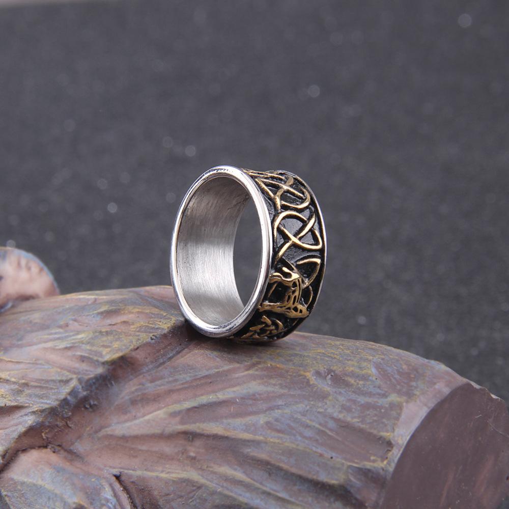 Viking Nordic Mythology Giant Wolf Men Ring Defense Totem Wolf Fashion Hip Hop Rock Unisex Finger Ring Punk Gift