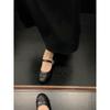 Sheepskin Version~ Leather Simple Pointed Mary Jane Shoes Women's 2025 Height Increase One-word Buckle with Round Head Ballet Shoes