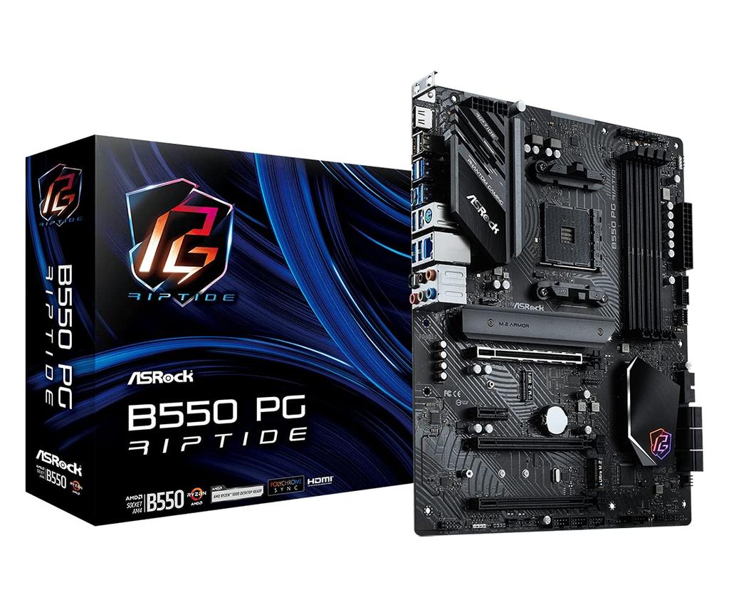 Asrock Motherboard B550 PG Riptide AMD Ryzen 5000 Series CPU Compatible B550 ATX Motherboard Authorized Distributor (Soket AM4) [Domestic Product]