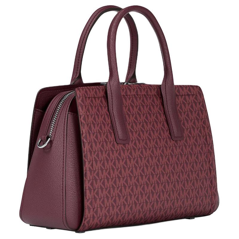 MICHAEL KORS Laila silver hardware coated canvas handbag medium women's oxblood