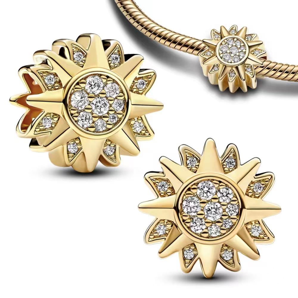 New Moon & Star Series Luck Twinkle Sun Dangle Charms For Originalcharms Bracelet Trinket Copper Charm Women Diy Jewelry