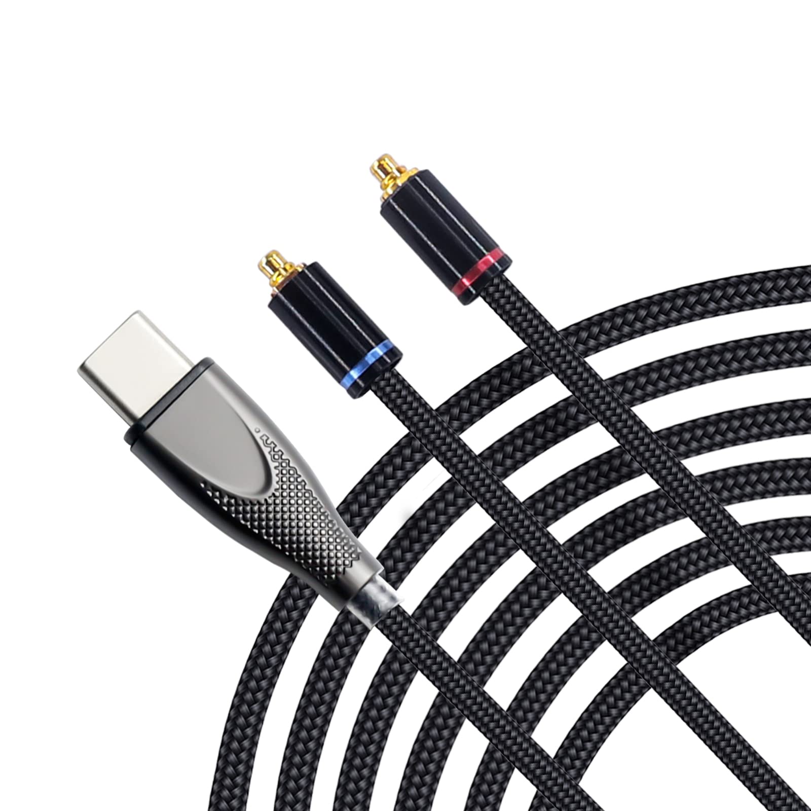 

3APLUS HDTM Earphone Cable, MMCX Recable, Type-C Replacement Upgrade Cable for SE Series, Detachable OFC Nylon Braided Type-C/MMCX, 1.3m Long