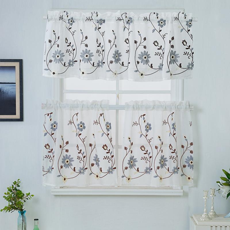 Embroidered Short Curtain Coffee Curtain Window Covering For Bedrooms Living Rooms Kitchens