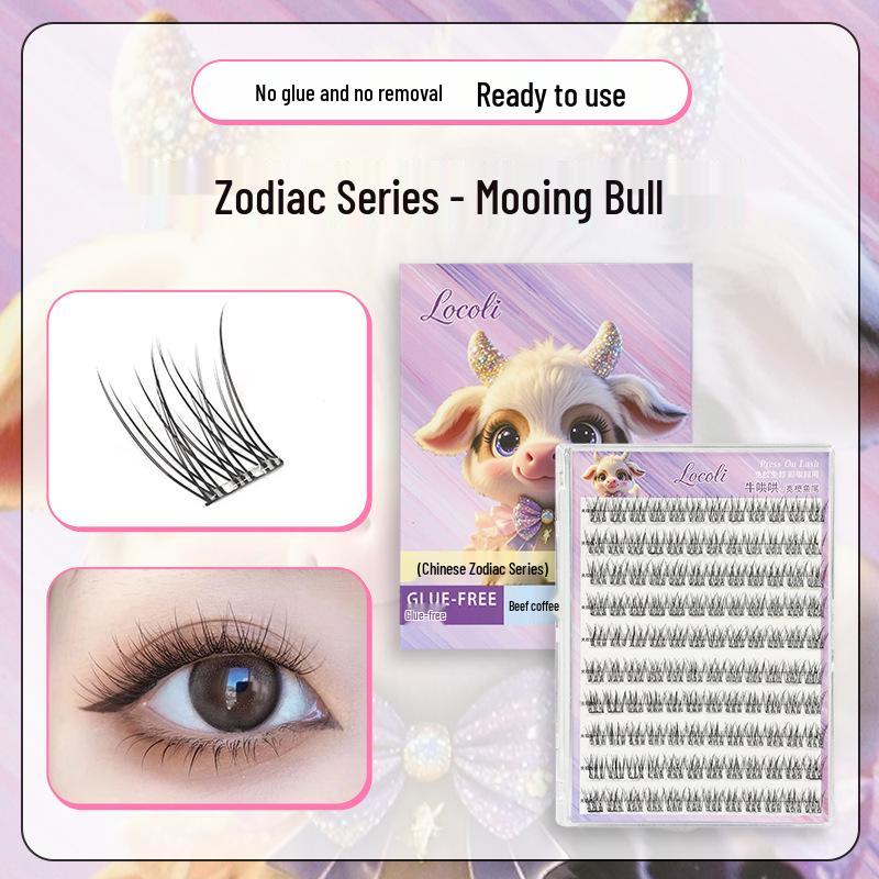 Manga Style Glue-free Self-Adhesive False Eyelashes: Wild Rabbit Clusters, Dense Curl, Large Capacity for a Natural Look