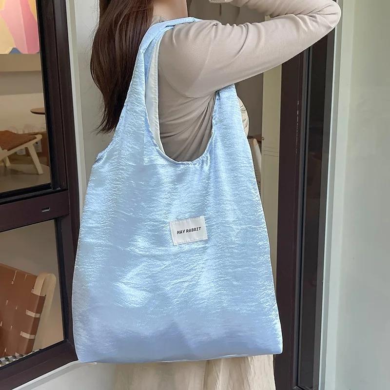 Einfaches Design Damenweste Schultertasche Große Kapazität Perlmuttfarben Damen Einkaufstaschen Pendeln College-Mädchen Buch-Tote Handtaschen