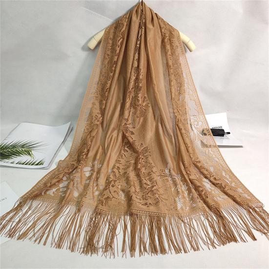Ethnic Style Tassel Extra Long Jacquard Women Scarf Hollow Lace Cheongsam Shawl Female Accessories