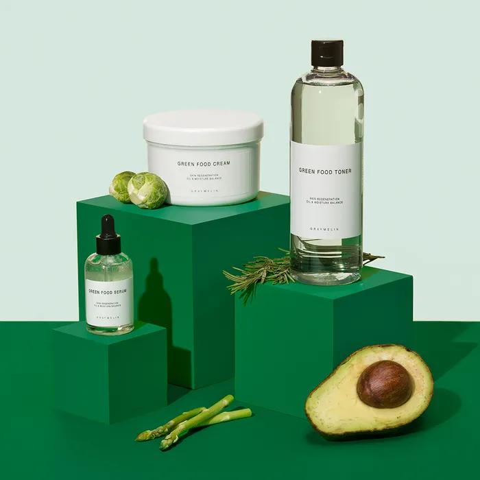 [Skin Soothing] Green Food Moisture Soothing Skincare 3-Piece Set (Toner 500ml + Serum 50ml + Cream 500g)