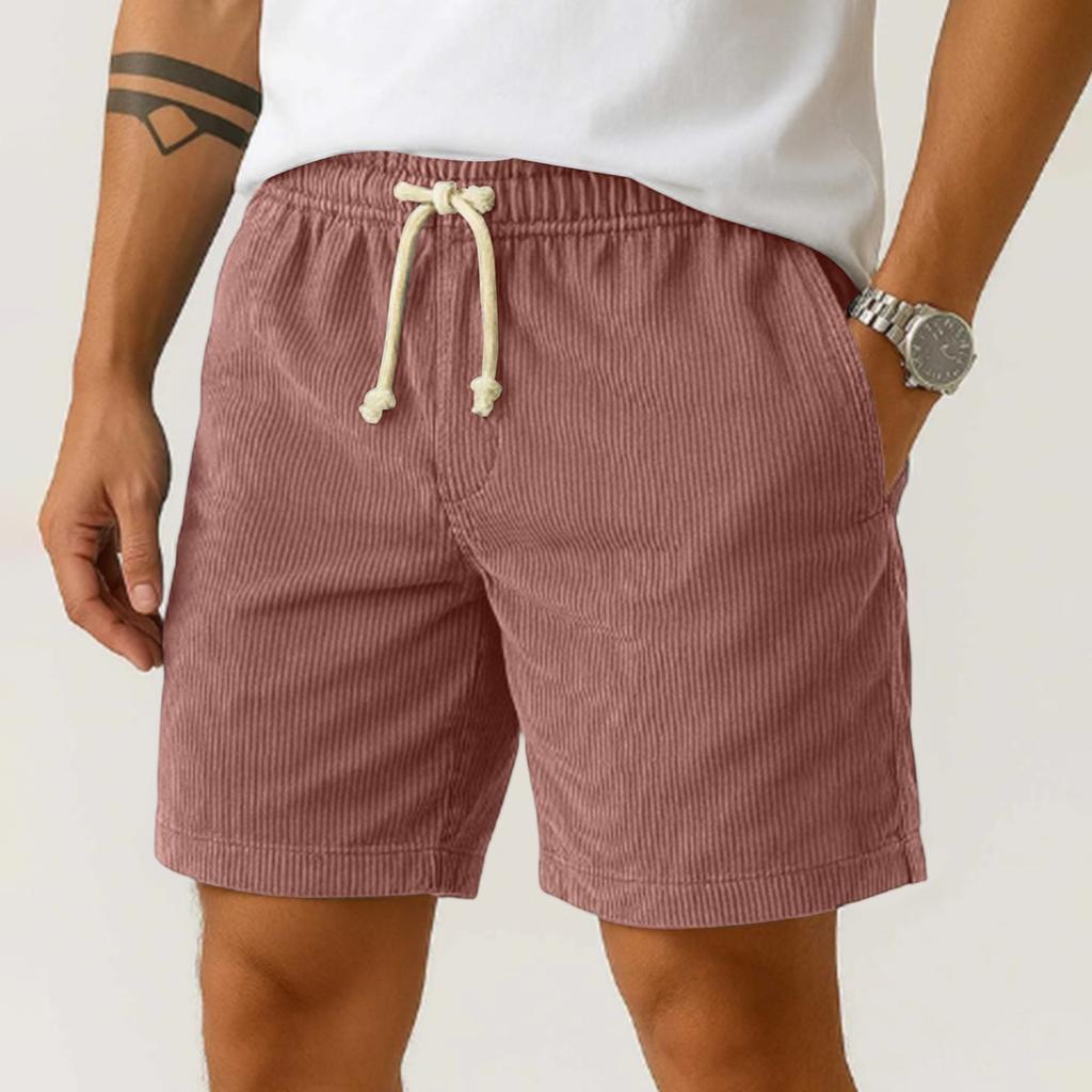 Men's Corduroy Elastic Men's Shorts Casual Beach Pants