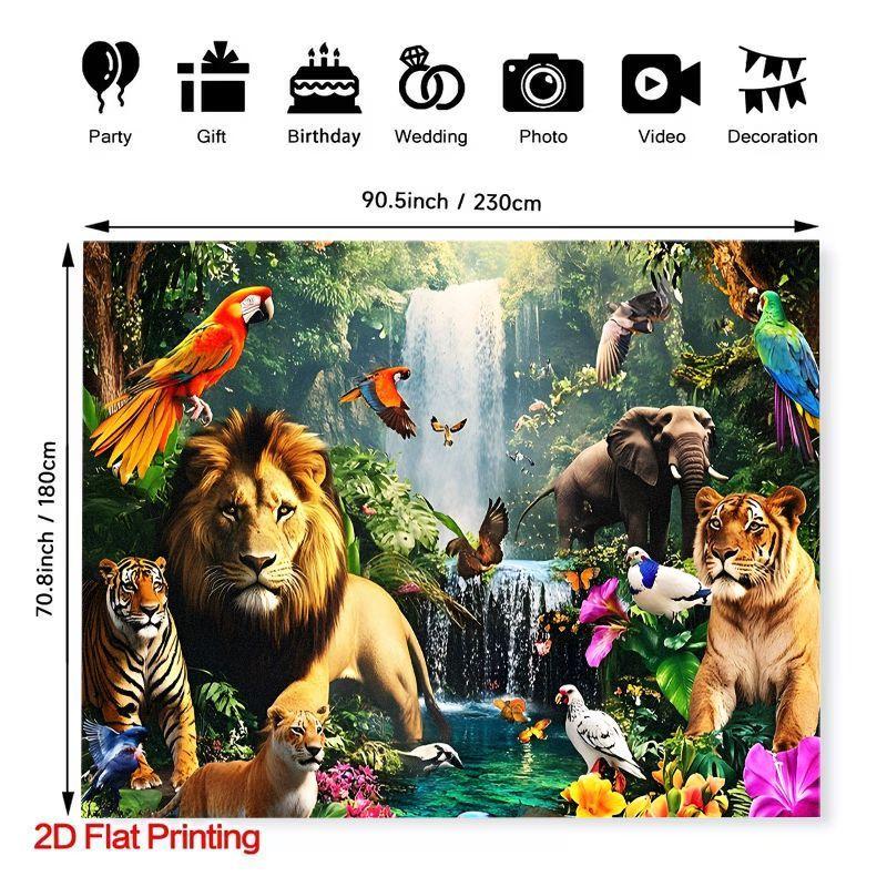 1Pcs Safari Jungle Lion Tiger Decoration Background Winter Backdrop Decorations For Photo Studio Photo Booth Christmas Party