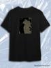 TeeSensation Black Crew Neck Short Sleeve T-Shirt with Vintage Halftone Woman Portrait Print