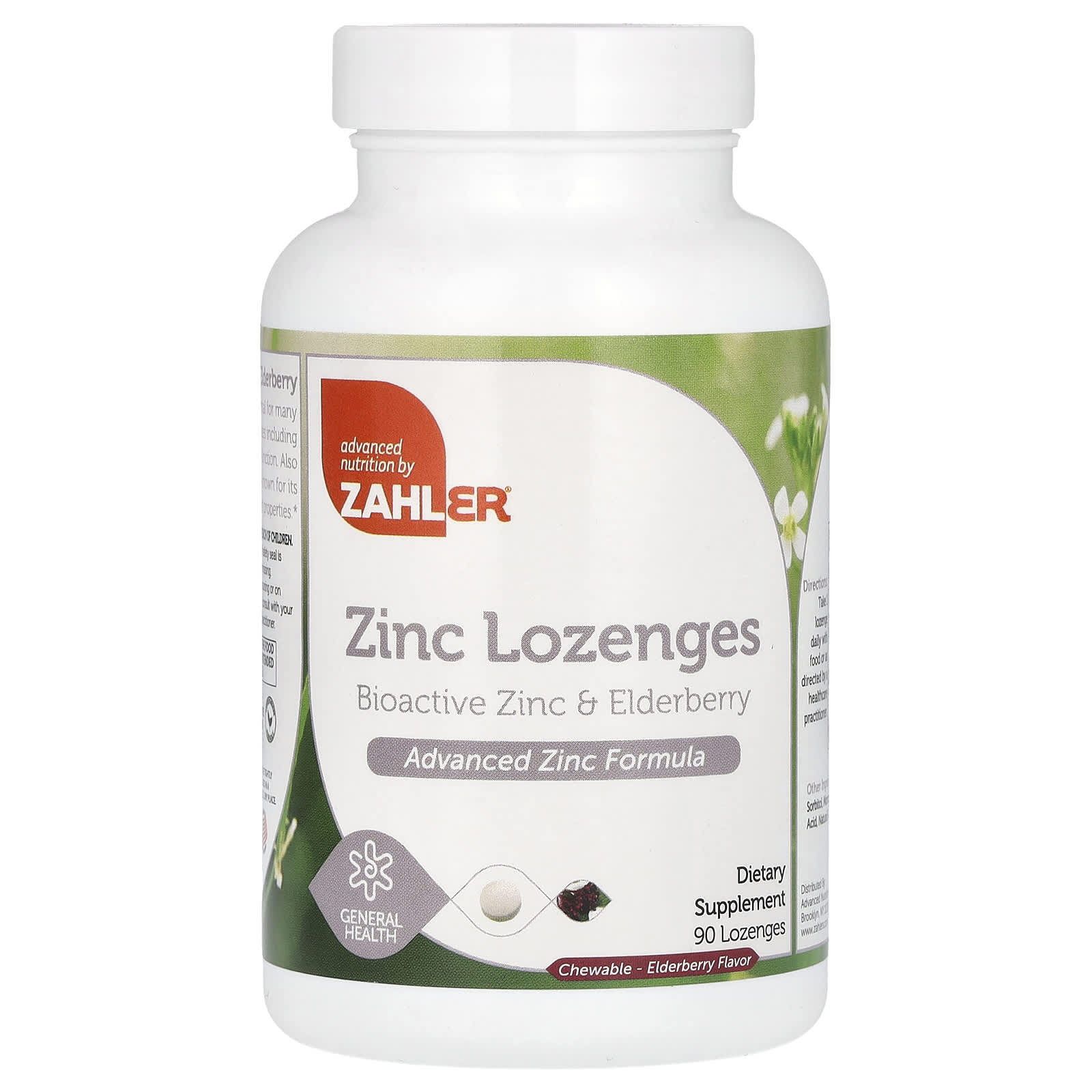

Zinc Lozenges, Bioactive Zinc & Elderberry, Elderberry, Lozenges 90 Tablets