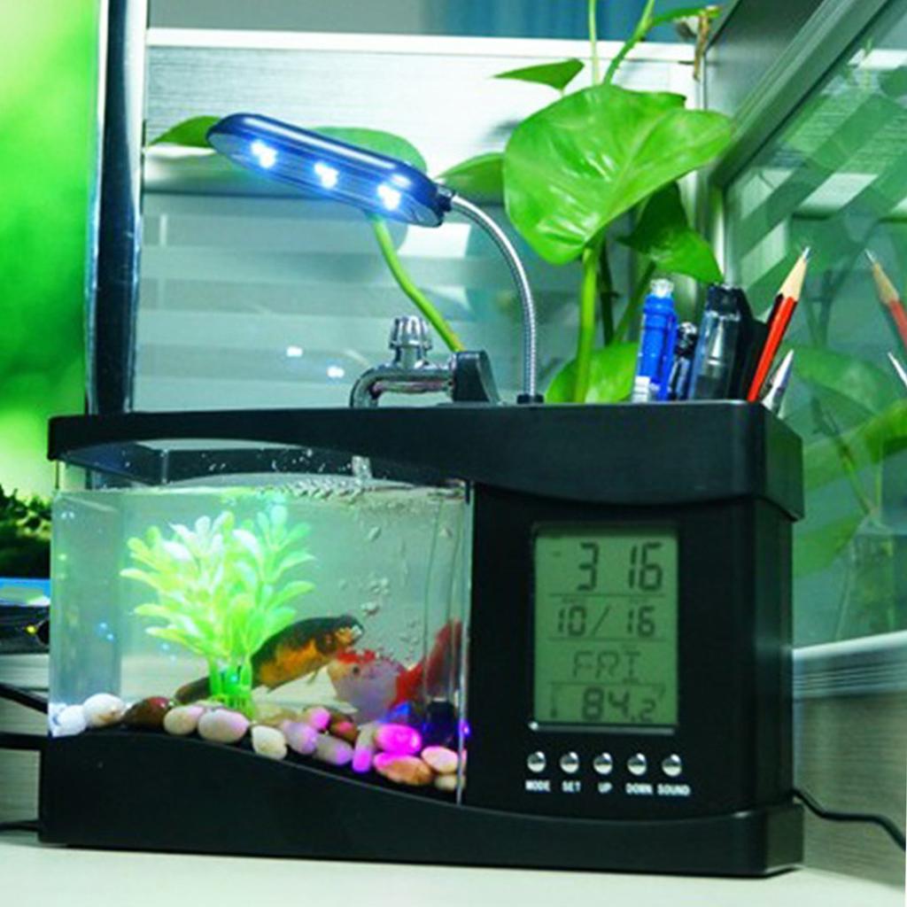 Fish   Clock Multifunctional USB Ecological Lamp Desktop Fish   Aquarium Calendar for   Bedroom
